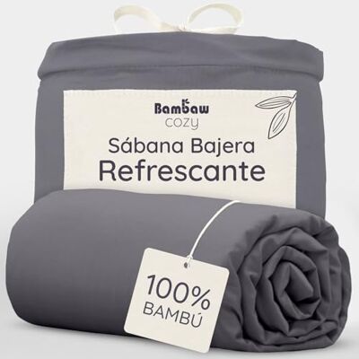 Bambaw Sabana Bajera 140x200 cm Bambu, Bolsillo de 35 cm, Sabana Bambu Refrescante para Cama 140cm, Ropa de Cama Antialergia, Antiacaros y Termorreguladora, Certificado Oeko-Tex (Antracita) Bambaw Sabana Bajera 140x200 cm Bambu, Bolsillo de 35 cm, Sabana Bambu Refrescante para Cama 140cm, Ropa de Cama Antialergia, Antiacaros y Termorreguladora, Certificado Oeko-Tex (Antracita)