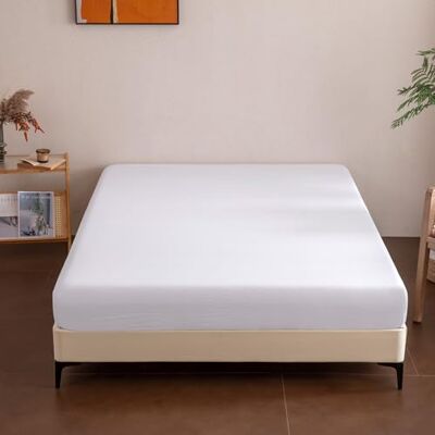 Sonive Sábana Ajustable 180x200 cm, Profundidad 30 cm, Certificada Oeko-Tex, Suave, Transpirable y Lavable a Máquina Blanco Sonive Sábana Ajustable 180x200 cm, Profundidad 30 cm, Certificada Oeko-Tex, Suave, Transpirable y Lavable a Máquina Blanco