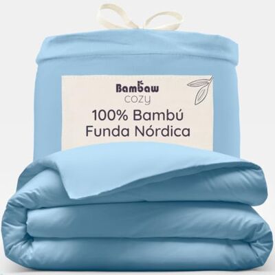 Bambaw Funda Nordica Bambu 155x220 cm, Sabanas Cama 90/105 cm Termoreguladoras, Sábanas Frescas para Verano e Invierno, Funda Nórdica Cama 90 Antiácaros y Transpirable (Azul Claro) Bambaw Funda Nordica Bambu 155x220 cm, Sabanas Cama 90/105 cm Termoreguladoras, Sábanas Frescas para Verano e Invierno, Funda Nórdica Cama 90 Antiácaros y Transpirable (Azul Claro)