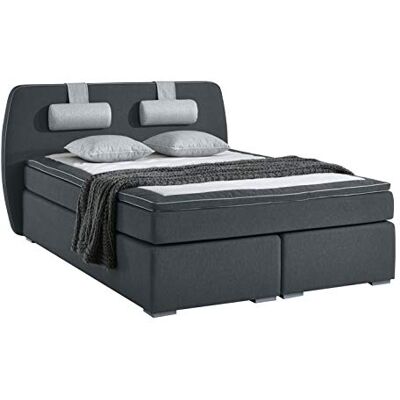 Atlantic Home Collection Rex Cama con Base de muelles, 140 x 200 cm, Incluye sobrecolchón (Grado de firmeza H2) y cojín Cervical, Gris Oscuro Atlantic Home Collection Rex Cama con Base de muelles, 140 x 200 cm, Incluye sobrecolchón (Grado de firmeza H2) y cojín Cervical, Gris Oscuro