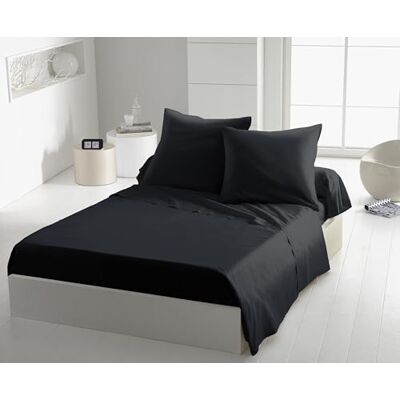 HOME LINGE PASSION Sábana Plana Negra de 180 x 290 cm, Microfibra, 82 g/m², Suave y Ligera, fácil Mantenimiento, Planchado superfluo, Ideal para Cama Individual HOME LINGE PASSION Sábana Plana Negra de 180 x 290 cm, Microfibra, 82 g/m², Suave y Ligera, fácil Mantenimiento, Planchado superfluo, Ideal para Cama Individual