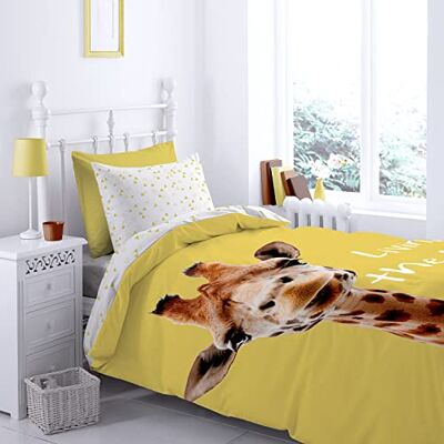 Catherine Lansfield Giraffe Juego de Funda nórdica de 160 x 200 + 50 x 80 cm y sábana Bajera y Funda de Almohada Blanca 90 x 200 + 50 x 80 cm Catherine Lansfield Giraffe Juego de Funda nórdica de 160 x 200 + 50 x 80 cm y sábana Bajera y Funda de Almohada Blanca 90 x 200 + 50 x 80 cm