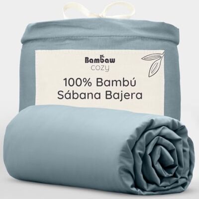 Bambaw Sabana Bajera 200x200 Bambu, Bolsillo 35 cm, Ropa de Cama 200 cm Antiacaros y Sostenible, Sábanas de Verano e Invierno Térmicas, Sabanas Cama 200x200 Certificado Oeko-Tex (Azul Empolvado) Bambaw Sabana Bajera 200x200 Bambu, Bolsillo 35 cm, Ropa de Cama 200 cm Antiacaros y Sostenible, Sábanas de Verano e Invierno Térmicas, Sabanas Cama 200x200 Certificado Oeko-Tex (Azul Empolvado)