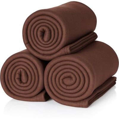 ALCLEAR 3 Piezas de Mantas de vellón Oeko Tex, Color marrón Chocolate, Gran tamaño 130x160 cm, más de 200 g/m2, Manta de sofá, Picnic ALCLEAR 3 Piezas de Mantas de vellón Oeko Tex, Color marrón Chocolate, Gran tamaño 130x160 cm, más de 200 g/m2, Manta de sofá, Picnic