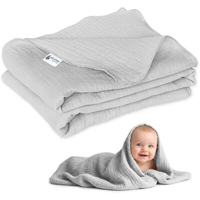 Medi Partners Manta de Muselina para Bebe 75x100cm Mantas Recien Nacido Mantita Bebes 100% Algodon Blanket Verano Bebés Universal Confortable (Gris) Medi Partners Manta de Muselina para Bebe 75x100cm Mantas Recien Nacido Mantita Bebes 100% Algodon Blanket Verano Bebés Universal Confortable (Gris)