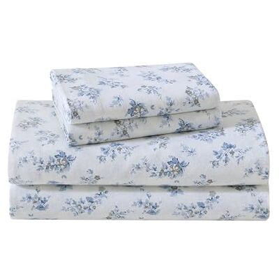 Laura Ashley Juego de sábanas matrimonial, Ropa de Cama de Franela de algodón Cepillado para Mayor suavidad y Comodidad (Azul Audrey, matrimonial) Laura Ashley Juego de sábanas matrimonial, Ropa de Cama de Franela de algodón Cepillado para Mayor suavidad y Comodidad (Azul Audrey, matrimonial)