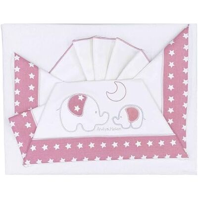ANDY & HELEN ® Juego de sábanas para Cuna/Cama de bebé (3 Piezas), sábana encimera, sábana Bajera Ajustable y Funda de Almohada, 100% algodón, Color Rosa ANDY & HELEN ® Juego de sábanas para Cuna/Cama de bebé (3 Piezas), sábana encimera, sábana Bajera Ajustable y Funda de Almohada, 100% algodón, Color Rosa