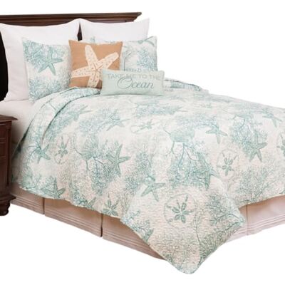 C&F Home Ocean Treasures Coastal Blue Starfish Sand Dollar Coral Beach House Condo Juego de Colcha Reversible de 2 Piezas tamaño Individual, Color Azul C&F Home Ocean Treasures Coastal Blue Starfish Sand Dollar Coral Beach House Condo Juego de Colcha Reversible de 2 Piezas tamaño Individual, Color Azul