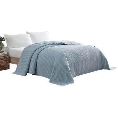 Beatrice Home Fashions Beatriz casa modas canal chenilla colcha, azul, Plein Beatrice Home Fashions Beatriz casa modas canal chenilla colcha, azul, Plein
