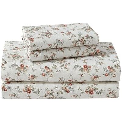 Laura Ashley Sábanas King, Juego de Ropa de Cama de Franela de algodón, Cepillado para Mayor suavidad y Comodidad (Le Fleur Orange, King) Laura Ashley Sábanas King, Juego de Ropa de Cama de Franela de algodón, Cepillado para Mayor suavidad y Comodidad (Le Fleur Orange, King)