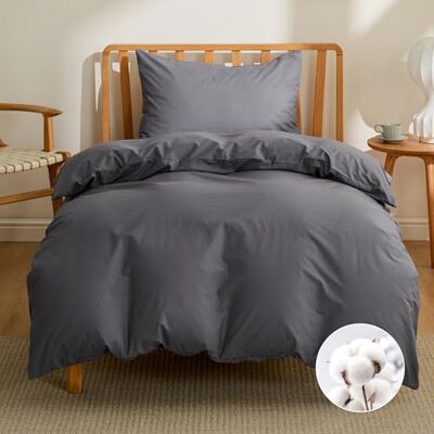 Bedsure Funda Nórdica Cama 90 Algodón 135x200 1 x Funda 50x75, Hollín Con cremallera, Fácil Instalación, OEKO-TEX, Suave Transpirable, Para Hogar y Hotel Bedsure Funda Nórdica Cama 90 Algodón 135x200 1 x Funda 50x75, Hollín Con cremallera, Fácil Instalación, OEKO-TEX, Suave Transpirable, Para Hogar y Hotel