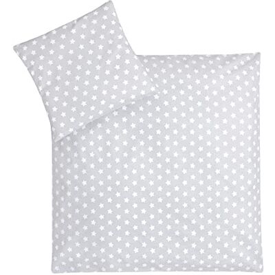 Julius Zöllner Ropa de Cama Infantil de 80 x 80 cm + 35 x 40 cm, Juego de 2 Piezas de Funda nórdica y Funda de Almohada, 100% algodón, con Cremallera, estándar 100 by Oeko-Tex, Estrellas Gris Julius Zöllner Ropa de Cama Infantil de 80 x 80 cm + 35 x 40 cm, Juego de 2 Piezas de Funda nórdica y Funda de Almohada, 100% algodón, con Cremallera, estándar 100 by Oeko-Tex, Estrellas Gris
