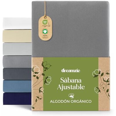 Dreamzie Premium Sabanas 180x200 cm hasta 200x200 cm, Sabana Bajera 180x200 cm hasta 200x200 cm Ajustable Algodon Orgánico, 150 g/m² Antracita Certificada sin Productos Químicos (Oeko Tex) Dreamzie Premium Sabanas 180x200 cm hasta 200x200 cm, Sabana Bajera 180x200 cm hasta 200x200 cm Ajustable Algodon Orgánico, 150 g/m² Antracita Certificada sin Productos Químicos (Oeko Tex)
