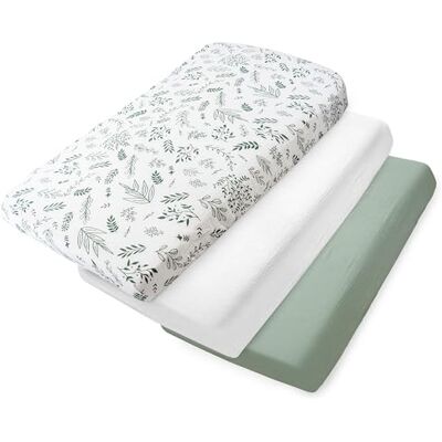 Medi Partners Sabana Bajera Cuna 60x120 Set de 3-100% Algodon Sabanas de Algodón Muselina Bebe Ropa de Cama para Bebés Dormir Cuna Fitted Bed Sheet Protector(Hoja de Olivo-Blanco-Olivo) Medi Partners Sabana Bajera Cuna 60x120 Set de 3-100% Algodon Sabanas de Algodón Muselina Bebe Ropa de Cama para Bebés Dormir Cuna Fitted Bed Sheet Protector(Hoja de Olivo-Blanco-Olivo)