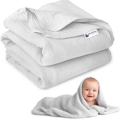 Medi Partners Manta de Muselina para Bebe 75x100cm Mantas Recien Nacido Mantita Bebes 100% Algodon Blanket Verano Bebés Universal Confortable (Gris) Medi Partners Manta de Muselina para Bebe 75x100cm Mantas Recien Nacido Mantita Bebes 100% Algodon Blanket Verano Bebés Universal Confortable (Gris)