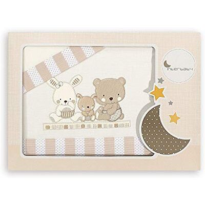 Interbaby Amazon, Juego de sábanas Love de bebé para Cuna 100% algodón en color Beige Interbaby Amazon, Juego de sábanas Love de bebé para Cuna 100% algodón en color Beige