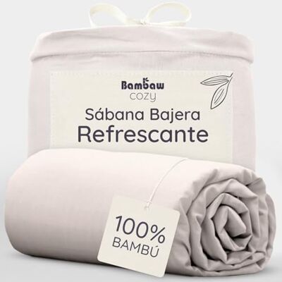 Bambaw Sabana Bajera 140x200 cm Bambu, Bolsillo de 35 cm, Sabanas de Verano e Invierno para Cama 140 cm, Sábana Bajera Bambu Antiacaros e Hipoalergenico, Sabanas Bajeras Certificadas Oeko-Tex (Arena) Bambaw Sabana Bajera 140x200 cm Bambu, Bolsillo de 35 cm, Sabanas de Verano e Invierno para Cama 140 cm, Sábana Bajera Bambu Antiacaros e Hipoalergenico, Sabanas Bajeras Certificadas Oeko-Tex (Arena)