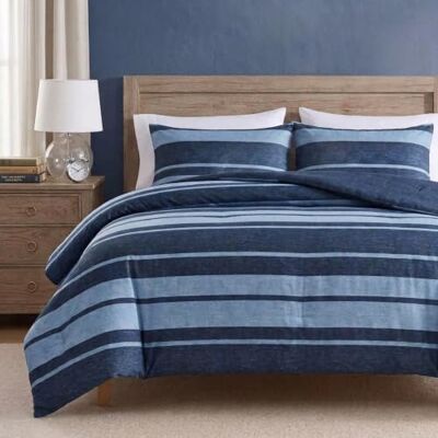Nautica Juego de Ropa de Cama de 3 Piezas, 100% algodón, Acogedor, Suave, Duradero y Transpirable, a Rayas, Juego de Cama de 3 Piezas, Azul Marino/Azul, tamaño King Nautica Juego de Ropa de Cama de 3 Piezas, 100% algodón, Acogedor, Suave, Duradero y Transpirable, a Rayas, Juego de Cama de 3 Piezas, Azul Marino/Azul, tamaño King