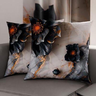 PETTI ARTIGIANI ITALIANI Par de fundas de cojín de 35 x 35 cm de microfibra, cojines para decoración de dormitorio, sofá, salón, juego de 2 fundas de cojín, funda de almohada floral 06 18, 100% Made PETTI ARTIGIANI ITALIANI Par de fundas de cojín de 35 x 35 cm de microfibra, cojines para decoración de dormitorio, sofá, salón, juego de 2 fundas de cojín, funda de almohada floral 06 18, 100% Made