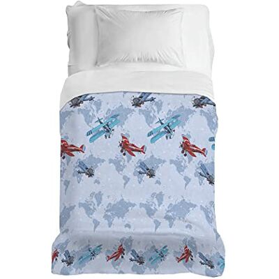 PENSIERI DELICATI Colcha 170 x 280 cm, Solo 100% Algodón Pique, Ideal como Decoración, Manta Guardar Cama Individual, Fantasía Aviones Azules 100% Made in Italy PENSIERI DELICATI Colcha 170 x 280 cm, Solo 100% Algodón Pique, Ideal como Decoración, Manta Guardar Cama Individual, Fantasía Aviones Azules 100% Made in Italy