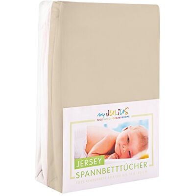 Julius Zöllner Sábana Bajera Ajustable de Punto, Paquete Doble para Cuna, tamaño60 x 120/70 x 140, Multicolor Sand/weiß Julius Zöllner Sábana Bajera Ajustable de Punto, Paquete Doble para Cuna, tamaño60 x 120/70 x 140, Multicolor Sand/weiß