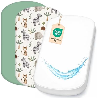 Lovely Hippo 2 x sábanas ajustadas 100 % algodón + 1 x protector de colchón 100 % material impermeable – set 3 x – compatible con Chicco, barnkraft (sabana, 60 x 80 cm) Lovely Hippo 2 x sábanas ajustadas 100 % algodón + 1 x protector de colchón 100 % material impermeable – set 3 x – compatible con Chicco, barnkraft (sabana, 60 x 80 cm)