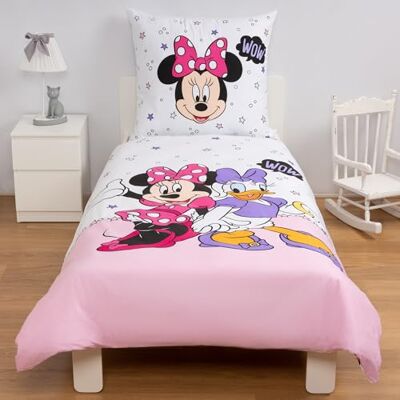 Disney Home Minnie Juego de Ropa de Cama Reversible, Funda nórdica de 140 x 200 cm, Funda de Almohada de 60 x 70 cm, 100% algodón, Muy Suave y Agradable a la Piel Disney Home Minnie Juego de Ropa de Cama Reversible, Funda nórdica de 140 x 200 cm, Funda de Almohada de 60 x 70 cm, 100% algodón, Muy Suave y Agradable a la Piel
