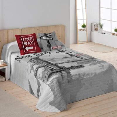 NATURALS Colcha Bouti Estampada Cama 90 (180x260 cm) Microfibra Extrasuave 1 Funda de Cojín 50x50 cm Cubrecama Acolchado a Líneas Ideal Primavera y Verano NATURALS Colcha Bouti Estampada Cama 90 (180x260 cm) Microfibra Extrasuave 1 Funda de Cojín 50x50 cm Cubrecama Acolchado a Líneas Ideal Primavera y Verano