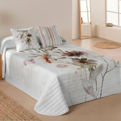 NATURALS Colcha Bouti Estampada Cama 150 (250x260 cm) Microfibra Extrasuave 2 Fundas de Cojín 50x50 cm Cubrecama Acolchado a Líneas Ideal Primavera y Verano NATURALS Colcha Bouti Estampada Cama 150 (250x260 cm) Microfibra Extrasuave 2 Fundas de Cojín 50x50 cm Cubrecama Acolchado a Líneas Ideal Primavera y Verano
