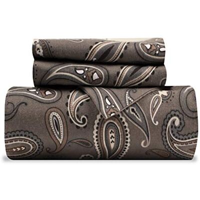 Superior Impressions Juego de Funda de edredón nórdico de Franela 229 x 234 cm, de algodón, Color Gris con diseño Cachemir Superior Impressions Juego de Funda de edredón nórdico de Franela 229 x 234 cm, de algodón, Color Gris con diseño Cachemir