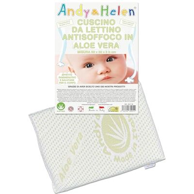 ANDY & HELEN Cojín Antiarrugas para Cuna con Barras con Funda de Aloe Vera ANDY & HELEN Cojín Antiarrugas para Cuna con Barras con Funda de Aloe Vera
