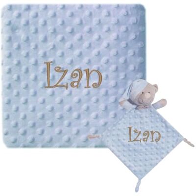 various Set Regalo Bebé Personalizado Manta y Dou Dou Bordado Azul various Set Regalo Bebé Personalizado Manta y Dou Dou Bordado Azul