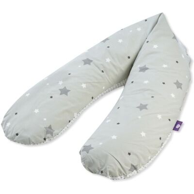 TRÄUMELAND Almohada de lactancia Diseño 5 - estrellas grises - Almohada para embarazo y lactancia TRÄUMELAND Almohada de lactancia Diseño 5 - estrellas grises - Almohada para embarazo y lactancia