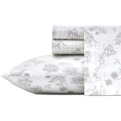 Tommy Bahama Sábanas Queen, Juego de Ropa de Cama de percal de algodón, Fresco y Fresco, Elegante decoración del hogar (Mapa Vintage Gris, Queen), Gris/Blanco Tommy Bahama Sábanas Queen, Juego de Ropa de Cama de percal de algodón, Fresco y Fresco, Elegante decoración del hogar (Mapa Vintage Gris, Queen), Gris/Blanco