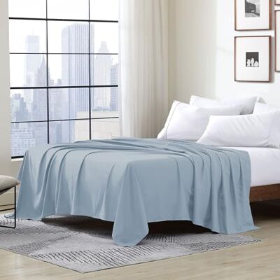 Cathay Home Hotel Luxury Hoja Plana de Microfibra Ultra Suave de Doble Cepillado Resistente a Las Arrugas y a la decoloración, 1 Pieza – Azul Niebla, King (102 x 105 Pulgadas) Cathay Home Hotel Luxury Hoja Plana de Microfibra Ultra Suave de Doble Cepillado Resistente a Las Arrugas y a la decoloración, 1 Pieza – Azul Niebla, King (102 x 105 Pulgadas)
