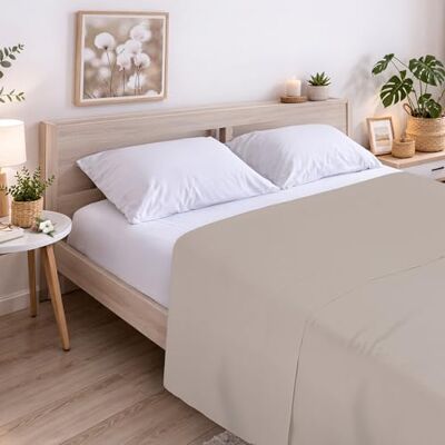 ECOMMERC3 Sábana Encimera Cama 200 100% Algodón Suave, Transpirable Sábana Encimera Extrasuave Color Tierra ECOMMERC3 Sábana Encimera Cama 200 100% Algodón Suave, Transpirable Sábana Encimera Extrasuave Color Tierra