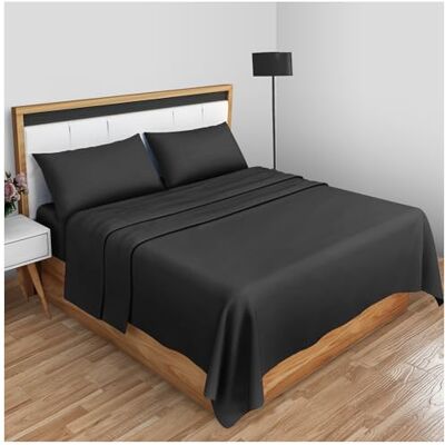 GC GAVENO CAVAILIA Sábanas Planas Lisas supersuaves, tamaño Doble, Transpirables y cómodas, Resistentes a la decoloración, Color Negro GC GAVENO CAVAILIA Sábanas Planas Lisas supersuaves, tamaño Doble, Transpirables y cómodas, Resistentes a la decoloración, Color Negro