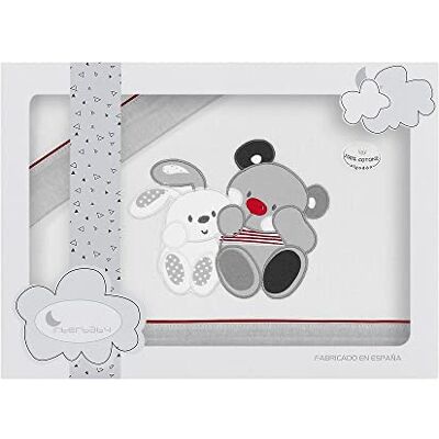 Interbaby Amazon, Juego de sábanas Amigos de bebé para Mini cuna 100% algodón en color blanco y gris Interbaby Amazon, Juego de sábanas Amigos de bebé para Mini cuna 100% algodón en color blanco y gris
