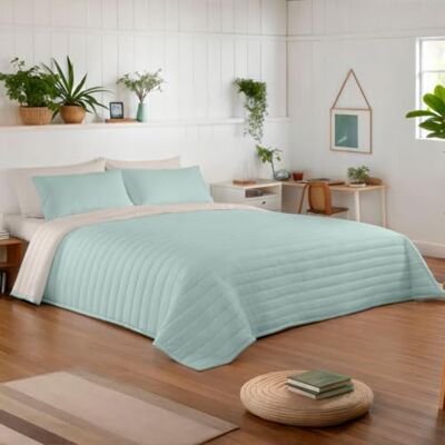 NATURALS Colcha Bouti Reversible Cama 180 (270x260 cm) Microfibra Extrasuave Cubrecama Acolchado a Líneas Ideal Primavera y Verano L.702 Verde/L.198 Piedra NATURALS Colcha Bouti Reversible Cama 180 (270x260 cm) Microfibra Extrasuave Cubrecama Acolchado a Líneas Ideal Primavera y Verano L.702 Verde/L.198 Piedra