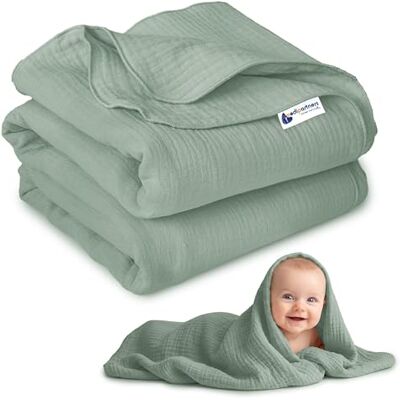 Medi Partners Manta de Muselina para Bebe 100x150cm Mantas Recien Nacido Mantita Bebes 100% Algodon Blanket Verano Bebés Universal Confortable (Oliva) Medi Partners Manta de Muselina para Bebe 100x150cm Mantas Recien Nacido Mantita Bebes 100% Algodon Blanket Verano Bebés Universal Confortable (Oliva)