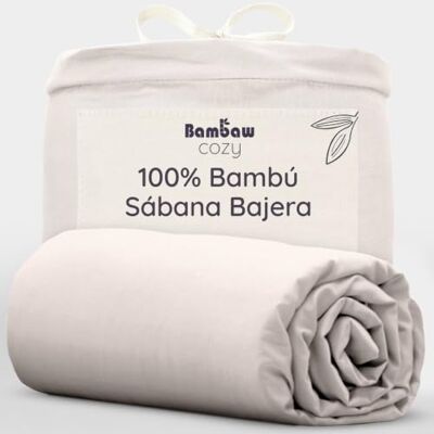 Bambaw Sabana Bajera Bambu Cama 150 cm, Bolsillo de 35cm, Sabanas Frescas Verano, Sabanas de Bambu 150x200 cm, Sábana Bajera Hipoalergénica, Antiácaros y Sostenible, Certificada Oeko-Tex® (Arena) Bambaw Sabana Bajera Bambu Cama 150 cm, Bolsillo de 35cm, Sabanas Frescas Verano, Sabanas de Bambu 150x200 cm, Sábana Bajera Hipoalergénica, Antiácaros y Sostenible, Certificada Oeko-Tex® (Arena)