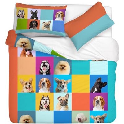 Gabel Juego de Funda nórdica Dogs, 250 x 205 cm, algodón Puro, Multicolor, impresión fotográfica Digital Gabel Juego de Funda nórdica Dogs, 250 x 205 cm, algodón Puro, Multicolor, impresión fotográfica Digital