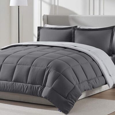 nestl Queen Comforter Set 7 Piece Reversible Comforters Queen Size Dark Grey, Bed in a Bag Queen All Season, Queen Size Comforter Sets Bedding with Flat Sheet, Fitted Sheet, Pillowcases and Shams nestl Queen Comforter Set 7 Piece Reversible Comforters Queen Size Dark Grey, Bed in a Bag Queen All Season, Queen Size Comforter Sets Bedding with Flat Sheet, Fitted Sheet, Pillowcases and Shams