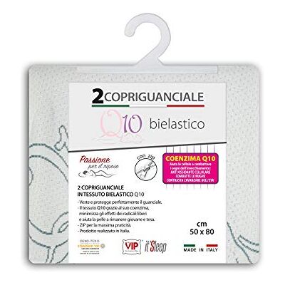 V.I.P. Very Important Pillow V.I.P. Par de fundas con microcápsulas de CO-Benzina Q10 que protege la piel del envejecimiento, tejido jacquard elástico con cremallera para cojín almohada Memory 50 x 80 cm, fabricado en Italia V.I.P. Very Important Pillow V.I.P. Par de fundas con microcápsulas de CO-Benzina Q10 que protege la piel del envejecimiento, tejido jacquard elástico con cremallera para cojín almohada Memory 50 x 80 cm, fabricado en Italia