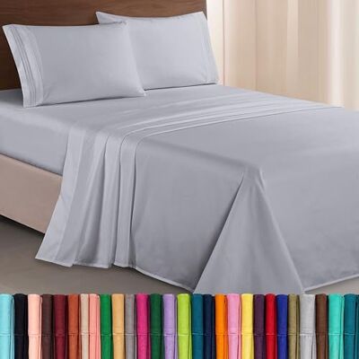 Elegant Comfort Juego de sábanas de Microfibra Lujoso de 1500 Hilos Hotel, de Tres líneas Bordadas, 4 Piezas, Resistente a Las Arrugas y decoloración, Queen, Gris Claro Elegant Comfort Juego de sábanas de Microfibra Lujoso de 1500 Hilos Hotel, de Tres líneas Bordadas, 4 Piezas, Resistente a Las Arrugas y decoloración, Queen, Gris Claro