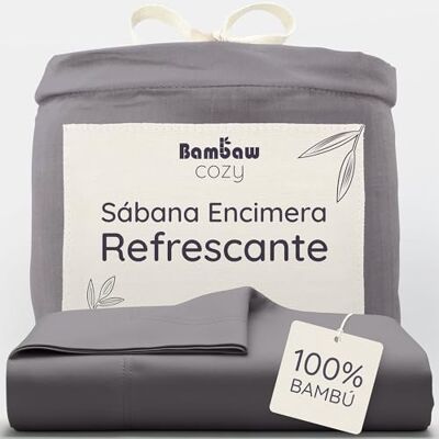 Bambaw Sabanas de Bambú Cama 90/105, 180x290 cm, Sábanas Térmicas para Todo el Año, Sabana Encimera Bambu, Ropa de Cama Suave, Antiácaros y Termorreguladora (Gris Oscuro) Bambaw Sabanas de Bambú Cama 90/105, 180x290 cm, Sábanas Térmicas para Todo el Año, Sabana Encimera Bambu, Ropa de Cama Suave, Antiácaros y Termorreguladora (Gris Oscuro)