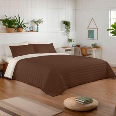 NATURALS Colcha Bouti Reversible Cama 180 (270x260 cm) Microfibra Extrasuave Cubrecama Acolchado a Líneas Ideal Primavera y Verano Marrón/Vainilla NATURALS Colcha Bouti Reversible Cama 180 (270x260 cm) Microfibra Extrasuave Cubrecama Acolchado a Líneas Ideal Primavera y Verano Marrón/Vainilla