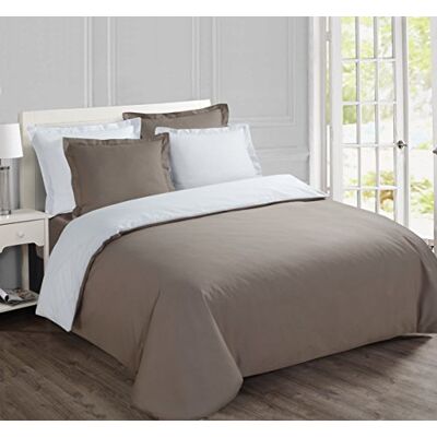 Vision Juego de Cama Reversible 100% Algodón – Beige Blanco – Cama Doble (240x220 cm) – Incluye Funda Nórdica y 2 Fundas de Almohada (65x65 cm) – 57 Hilos, Suave y Confortable, Certificado Oeko-Tex Vision Juego de Cama Reversible 100% Algodón – Beige Blanco – Cama Doble (240x220 cm) – Incluye Funda Nórdica y 2 Fundas de Almohada (65x65 cm) – 57 Hilos, Suave y Confortable, Certificado Oeko-Tex
