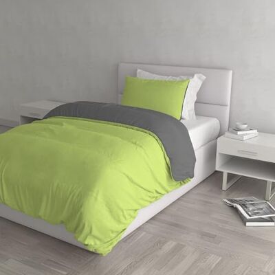 Italian Bed Linen CPNCVERDEACIDOFUMO1.5P Natural Doble Color y Funda de Almohada, 100% Algodón, Verde àcido/Humo, PEQUEÑO Italian Bed Linen CPNCVERDEACIDOFUMO1.5P Natural Doble Color y Funda de Almohada, 100% Algodón, Verde àcido/Humo, PEQUEÑO