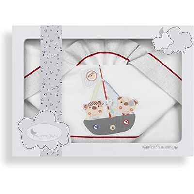 Interbaby Amazon, Juego de sábanas Abordaje de bebé para Mini cuna 100% algodón en color blanco y gris Interbaby Amazon, Juego de sábanas Abordaje de bebé para Mini cuna 100% algodón en color blanco y gris